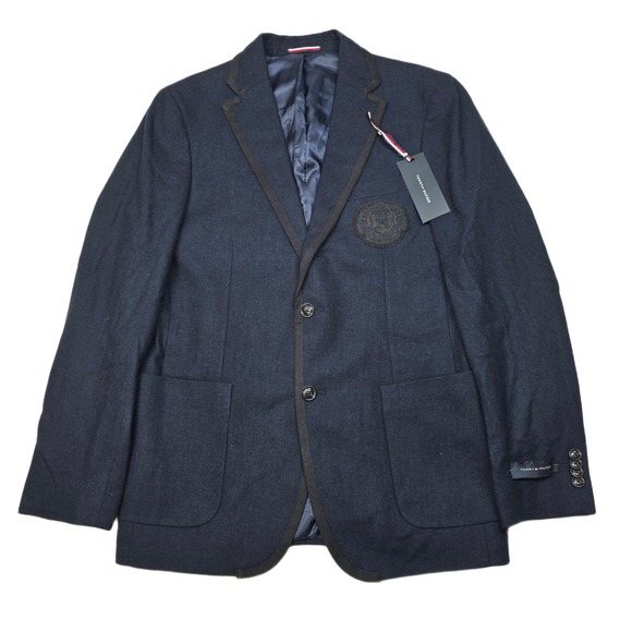 Tommy Hilfiger Windsor Blazer Mens 38R 38 Navy Blue‎ Wool Blend Crest $375 NEW